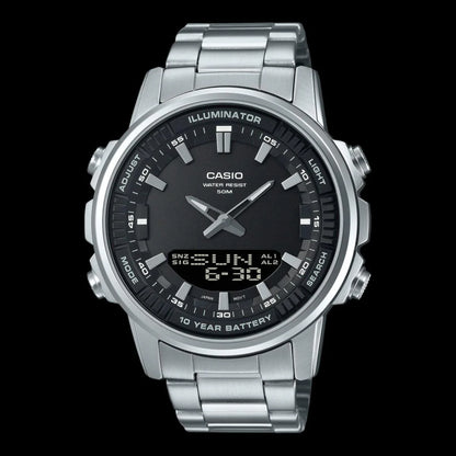 CASIO ANALOGUE DIGITAL MENS STAINLESS STEEL AMW 880 D/ Turquoise Dial Men Watch